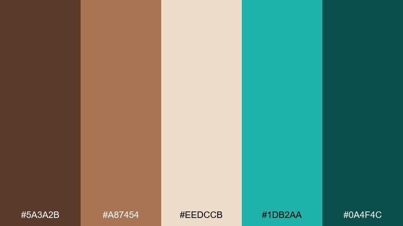 mocha reef color palette with hex codes