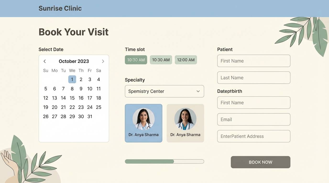 clinic booking ui