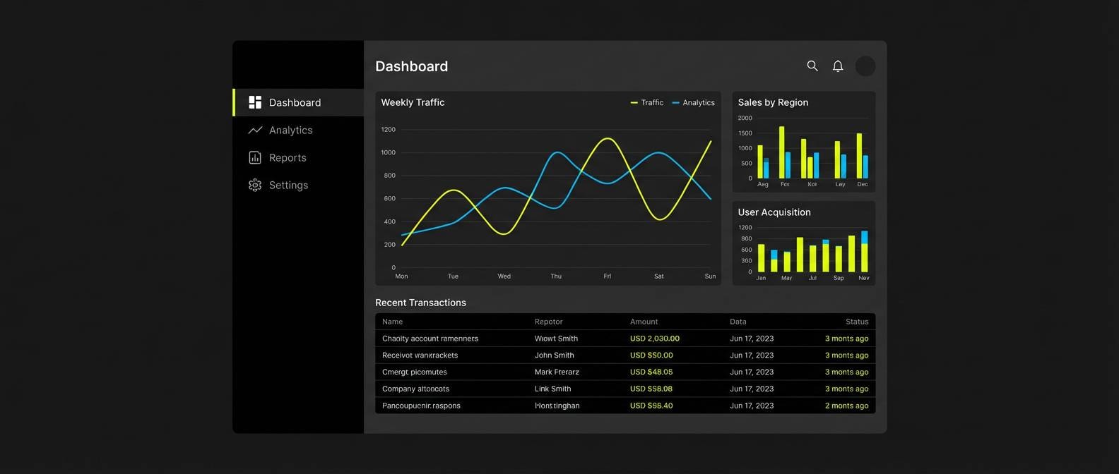 modern dashboard ui layout