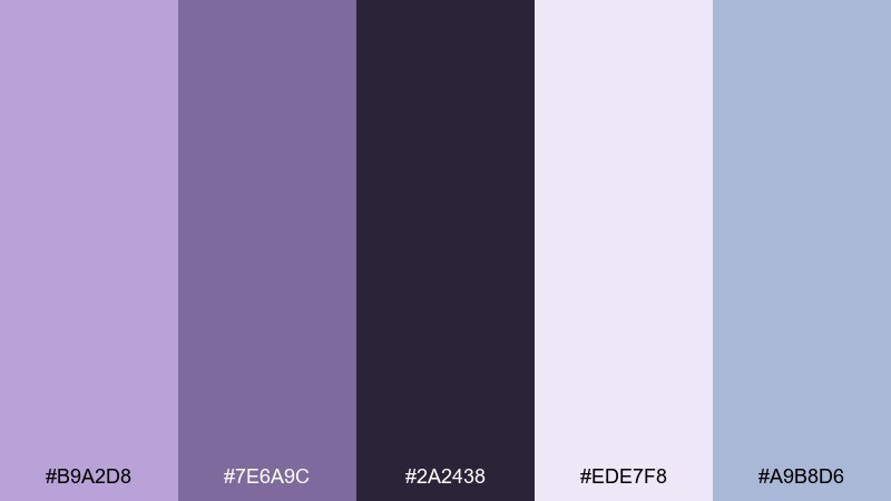 moonlit lavender color palette with hex codes