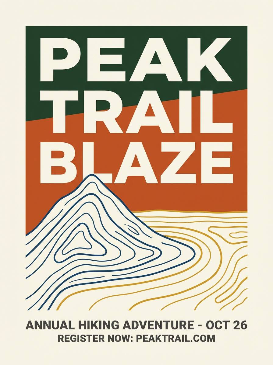 hiking poster earthy tones