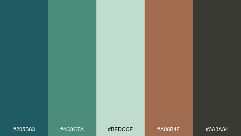 mossy terracotta color palette with hex codes