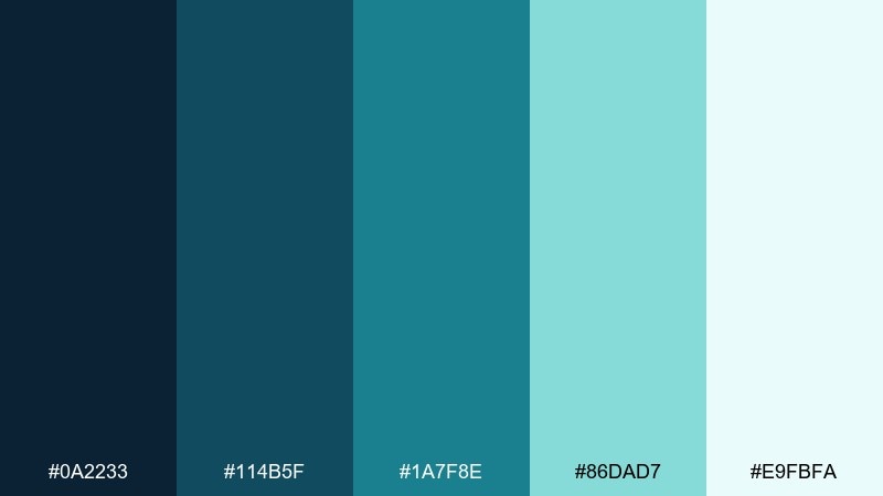 mountain lake color palette with hex codes