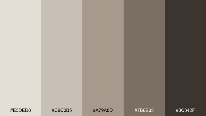 mushroom taupe mix color palette with hex codes
