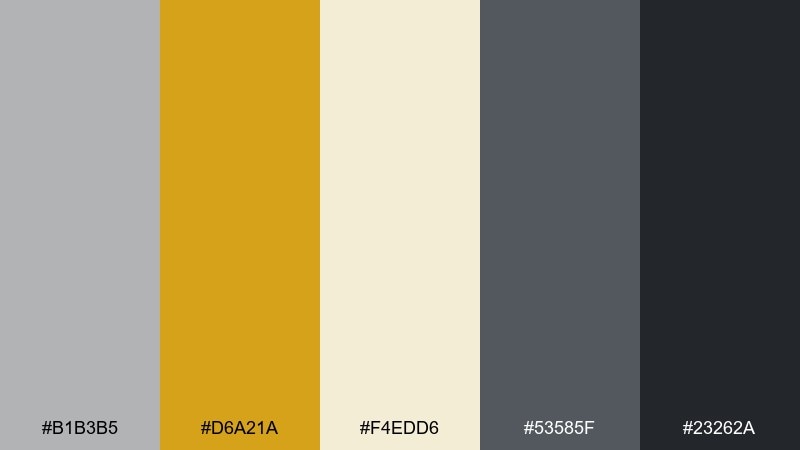 mustard mechanic color palette with hex codes