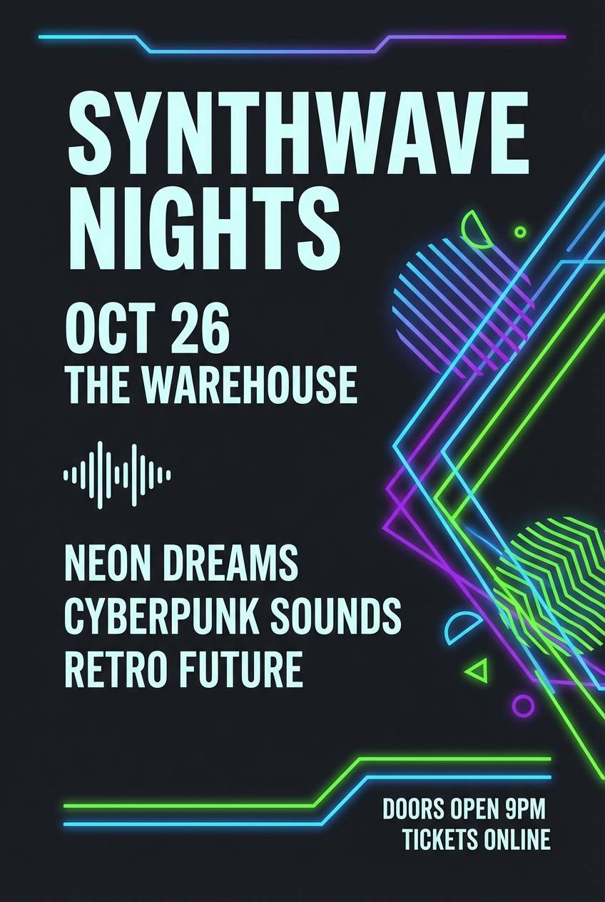 neon music poster design