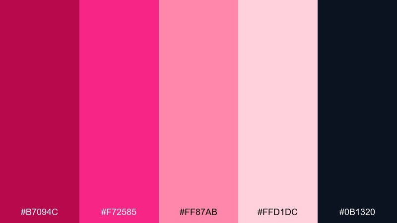 neon rose night color palette with hex codes
