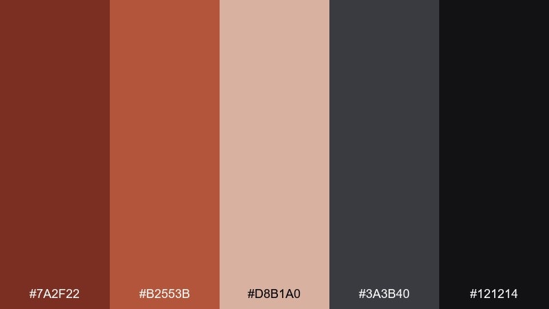 nightfall rust color palette with hex codes