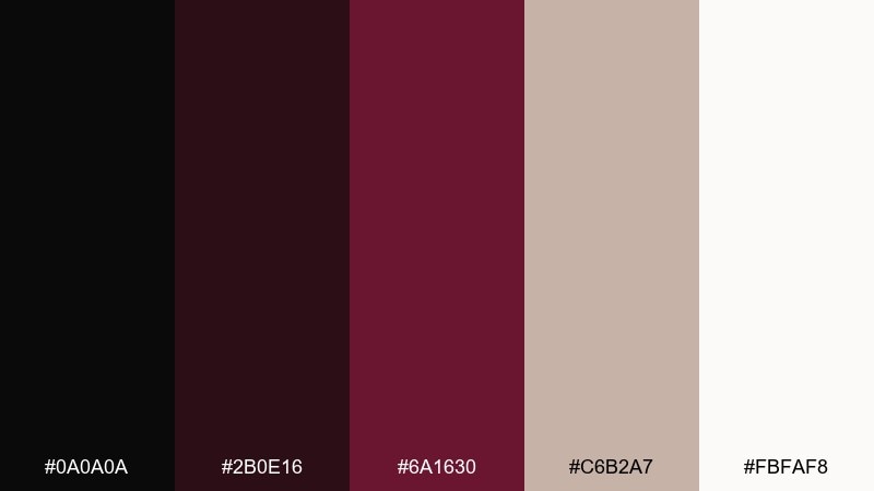noir ribbon color palette with hex codes
