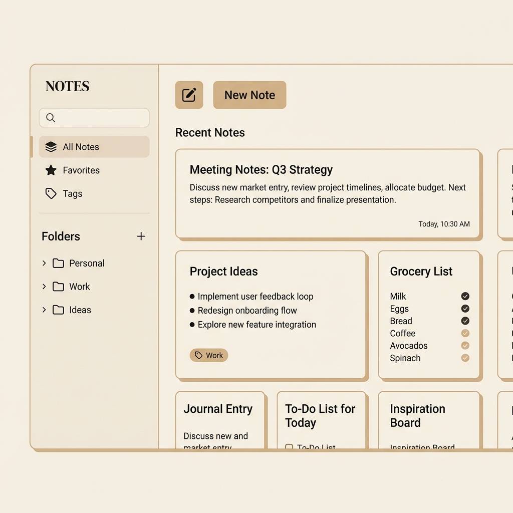 notes app ui mockup