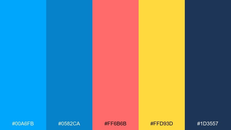 oceanic pop art color palette with hex codes