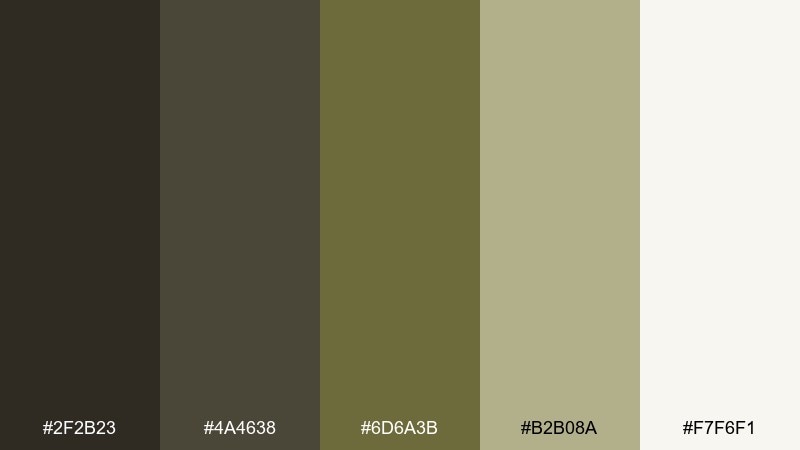 olive bark minimal color palette with hex codes