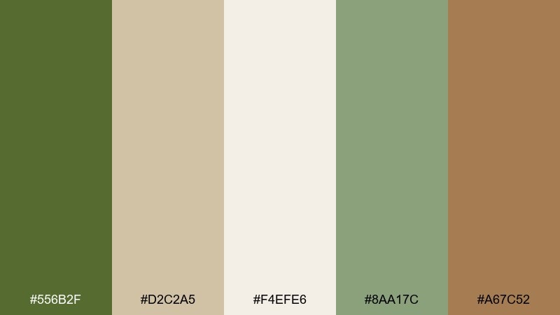 olive linen color palette with hex codes