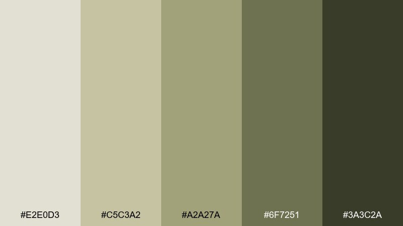 olive paper craft color palette with hex codes