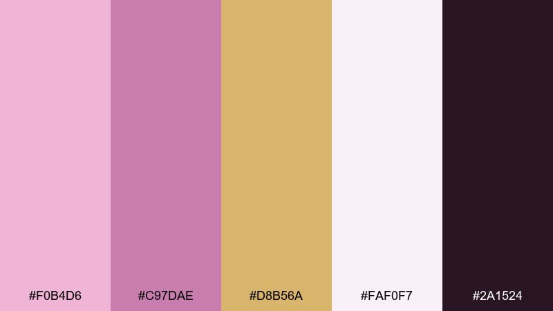 orchid gold dust color palette with hex codes