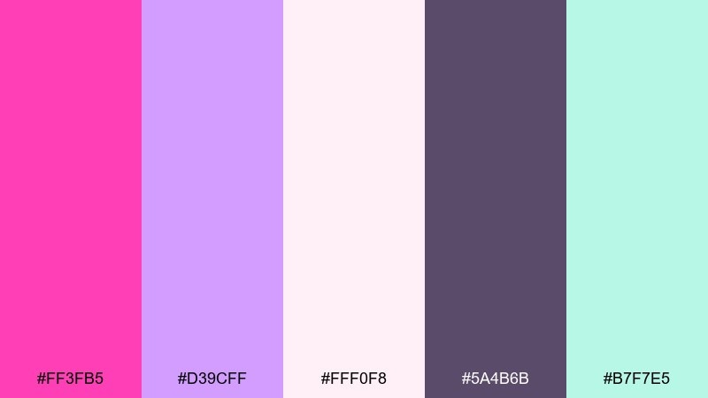 orchid sorbet color palette with hex codes