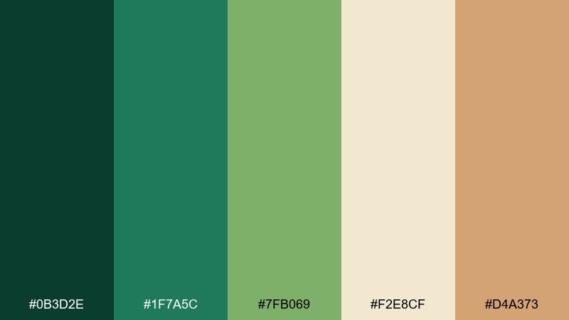 palm shade color palette with hex codes