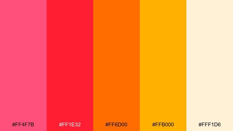 papaya punch color palette with hex codes