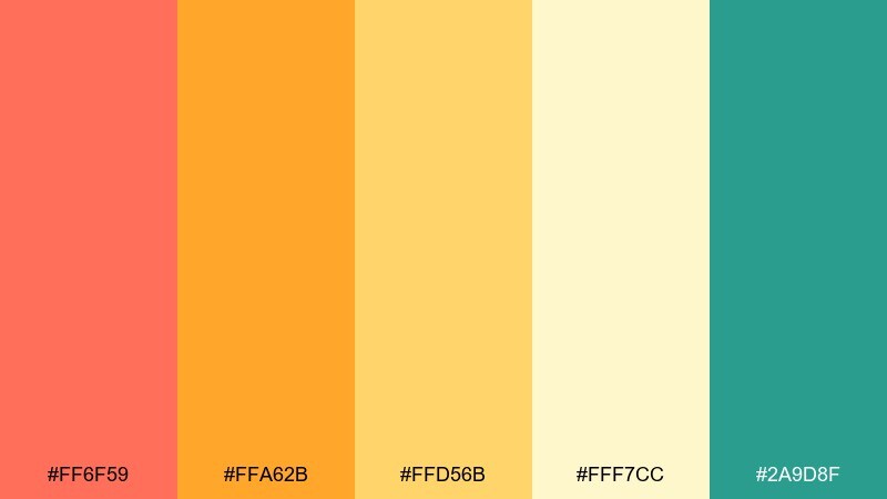papaya sorbet color palette with hex codes