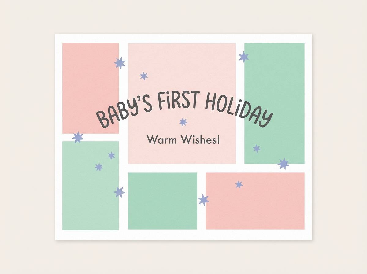 pastel baby holiday card