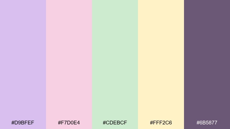 pastel garden party color palette with hex codes