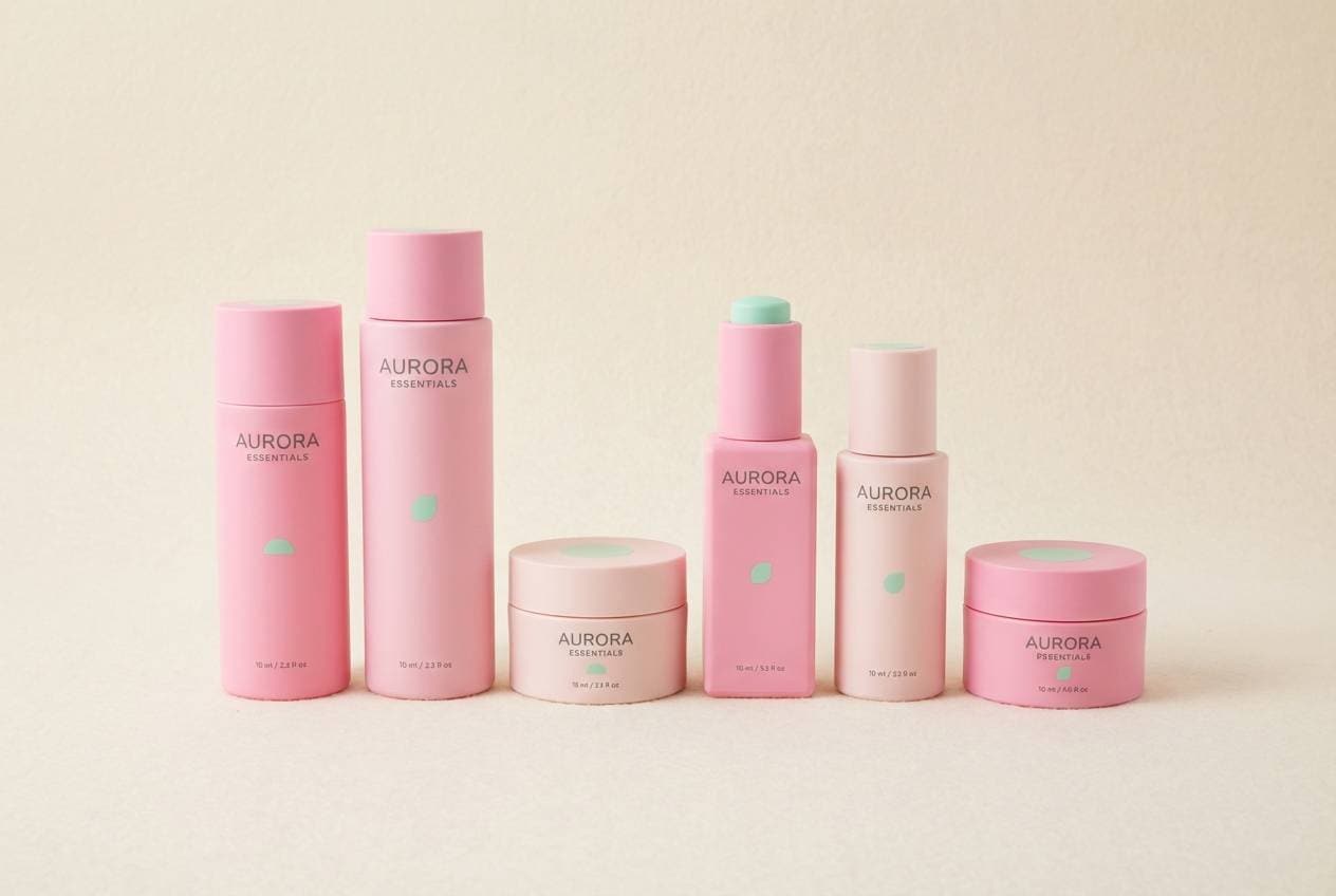 pastel skincare packaging set