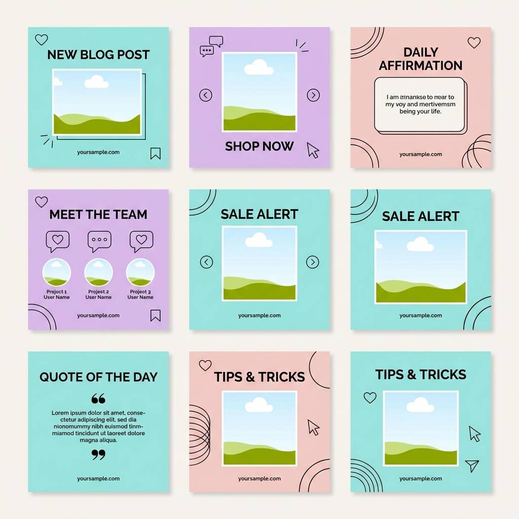 pastel social post templates
