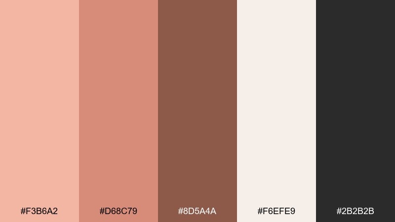 peach cocoa comfort color palette with hex codes