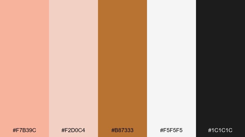 peach copper luxe color palette with hex codes