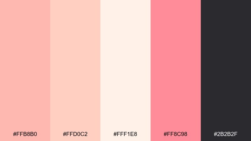 peachy app ui color palette with hex codes