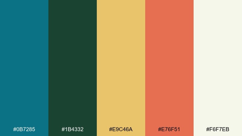 peacock patio color palette with hex codes