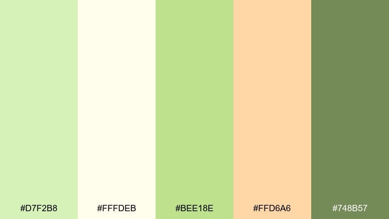 pear sorbet color palette with hex codes