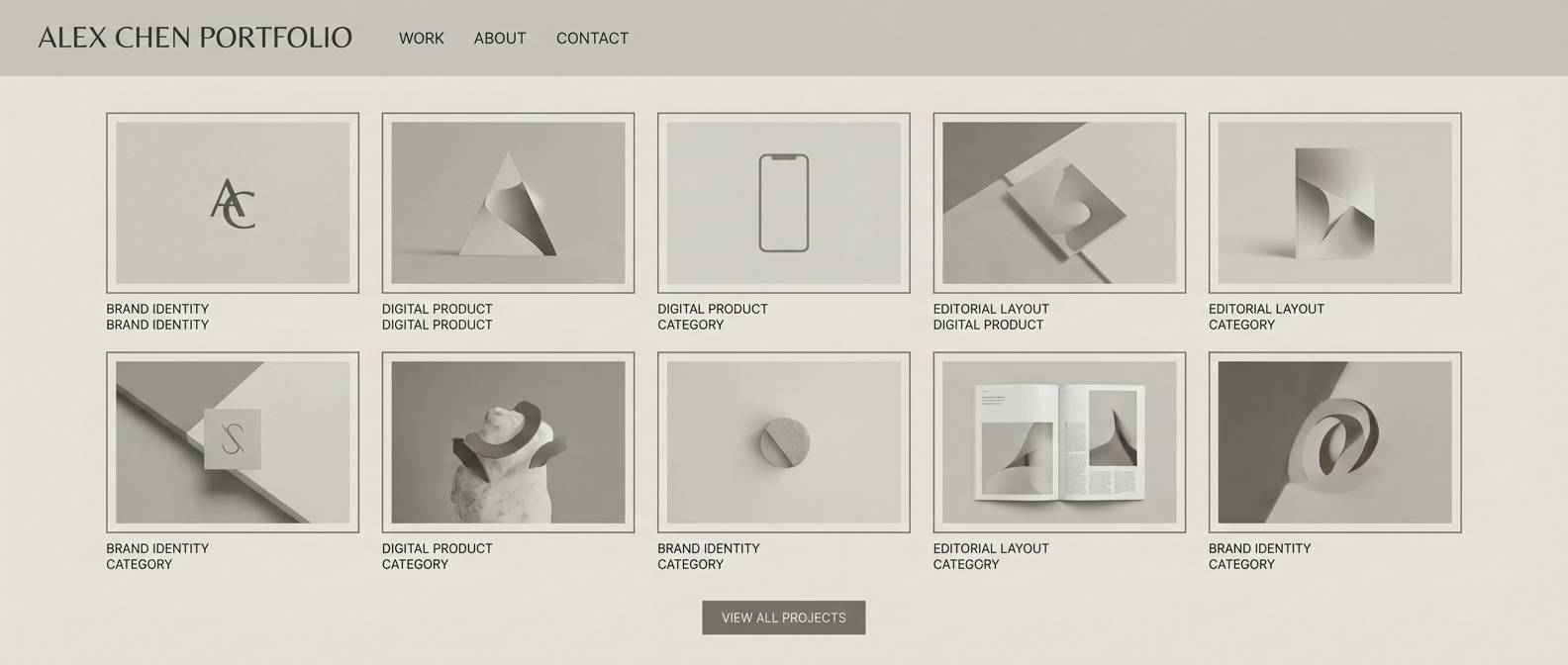 minimal portfolio homepage layout