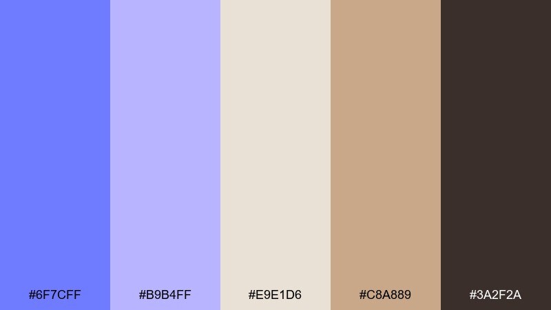 periwinkle latte color palette with hex codes