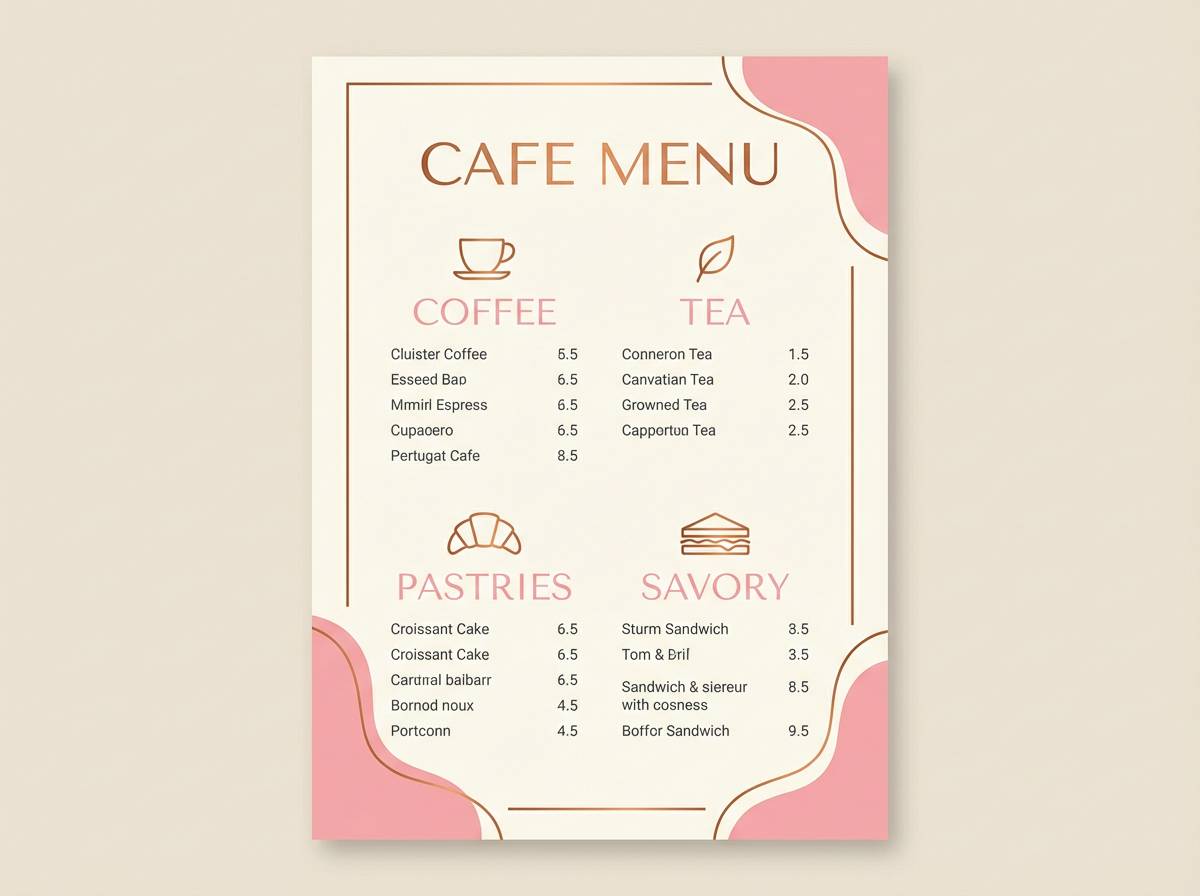petal copper menu design