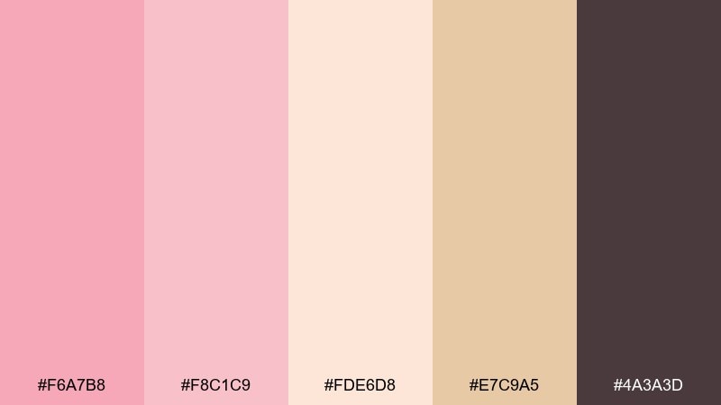petal tea time color palette with hex codes