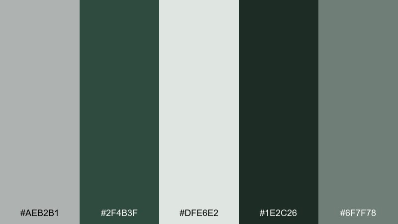 pine shadow color palette with hex codes