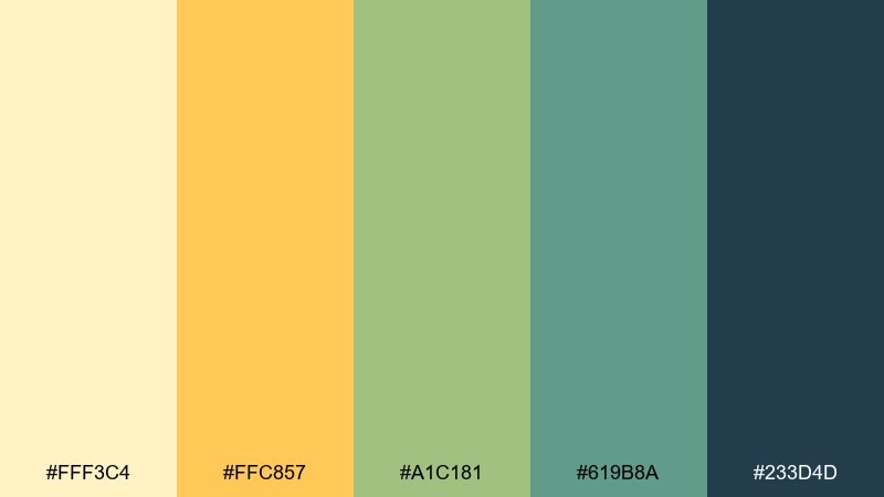 pineapple patio color palette with hex codes