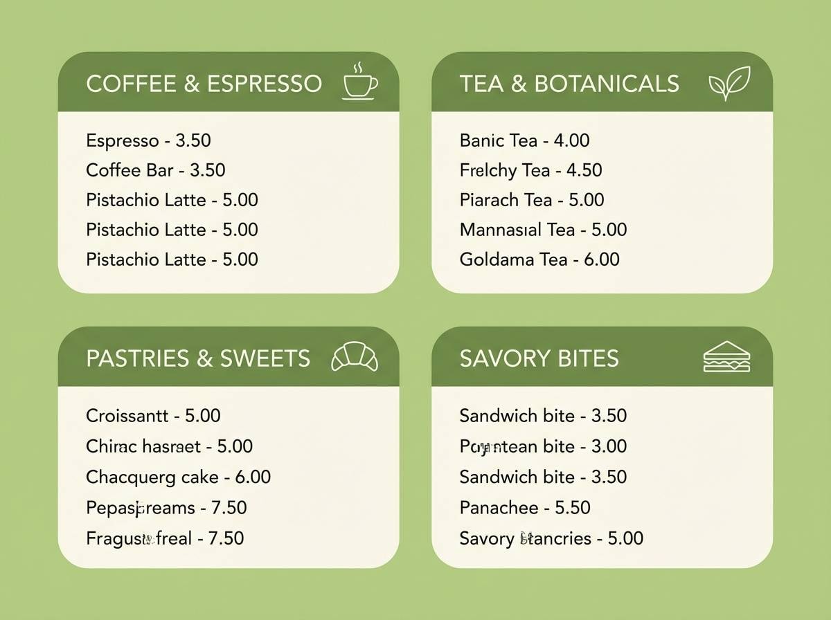 pistachio cafe menu
