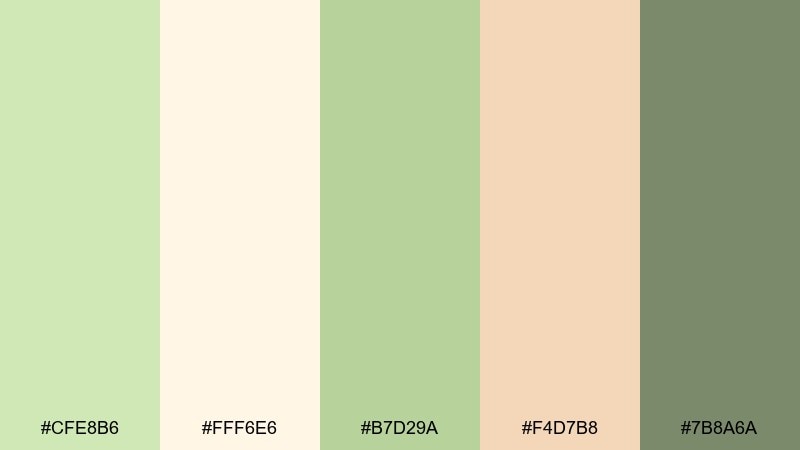 pistachio cream color palette with hex codes