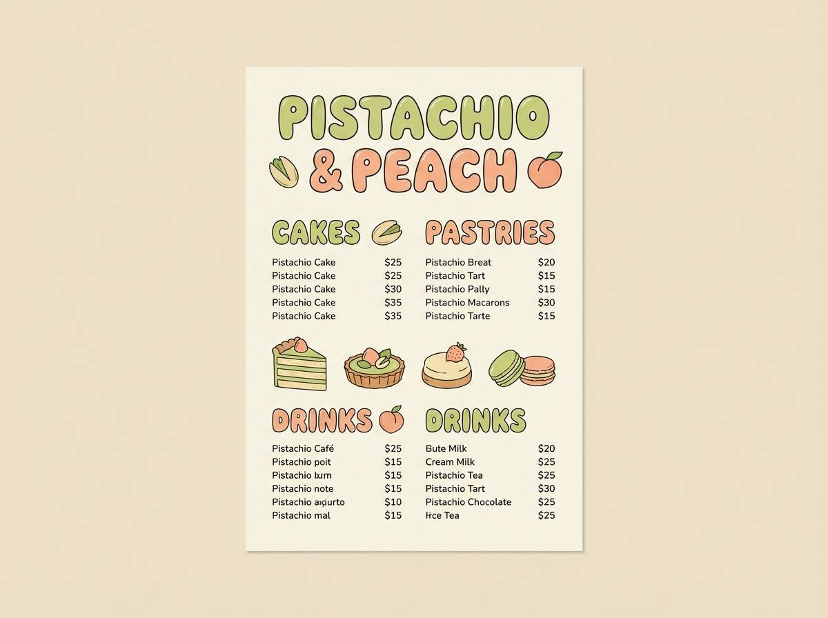 pistachio dessert menu poster