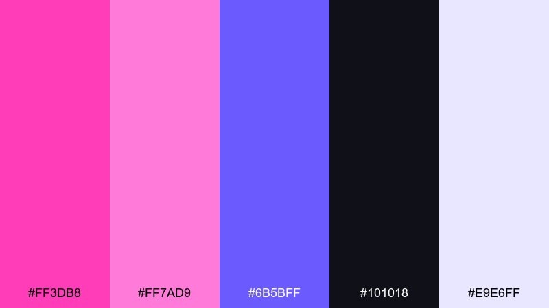 pixel pink ui color palette with hex codes