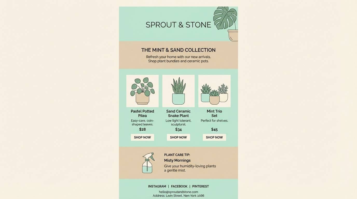 plant shop newsletter layout