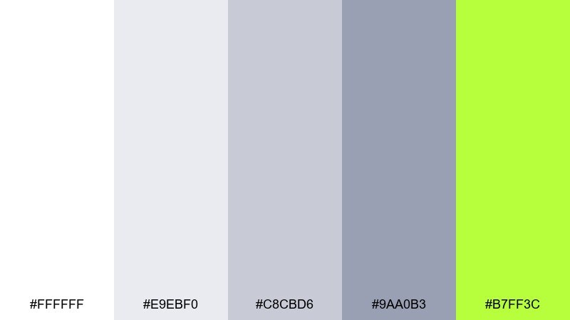 platinum neon color palette with hex codes