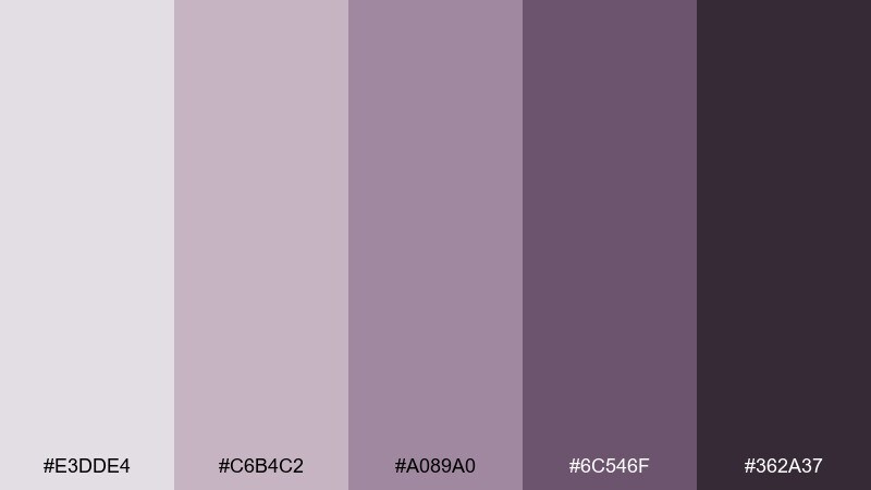 plum fog evening color palette with hex codes