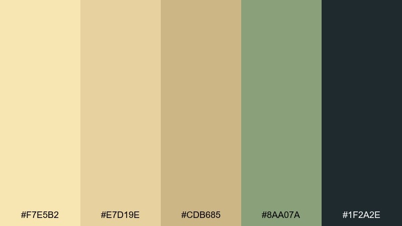 polished beige pop color palette with hex codes