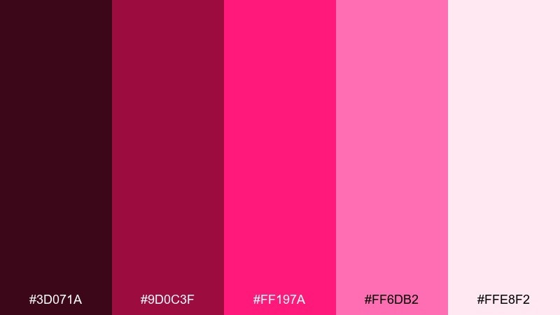 pop art fuchsia color palette with hex codes