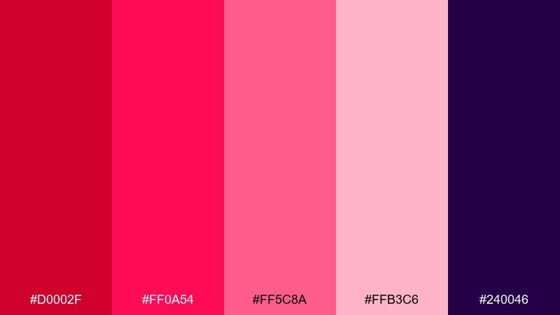 poppy fuchsia festival color palette with hex codes