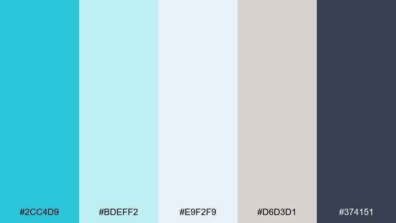 powder blue mist color palette with hex codes