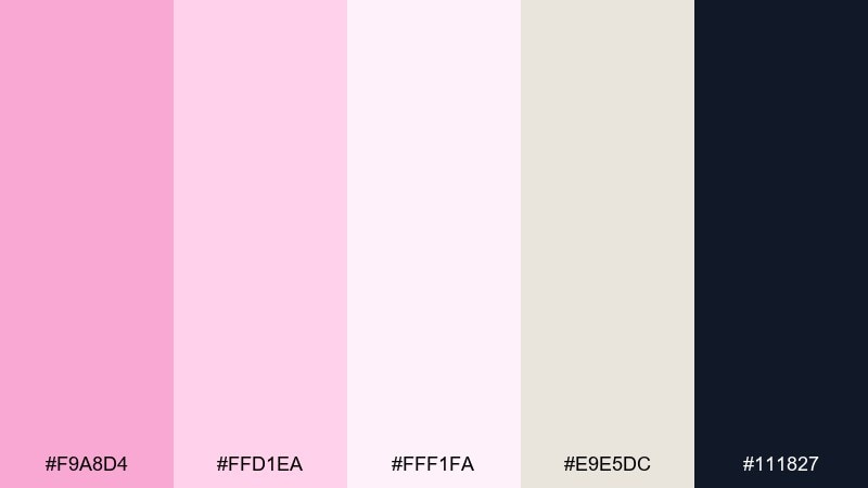 powder pink editorial color palette with hex codes